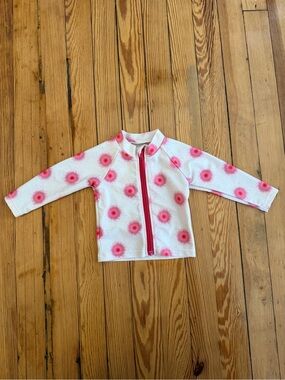 SwimZip Baby Rash Guard Swim Top Pink Dot Print Size 3-6 Months UPF 50+